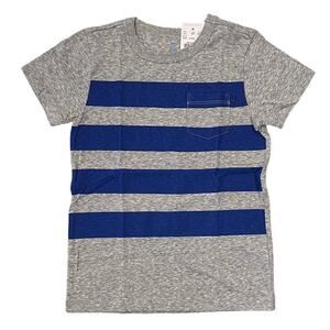NWT J. Crew Kids' Grey and Blue Striped Pocket Crewneck T-Shirt